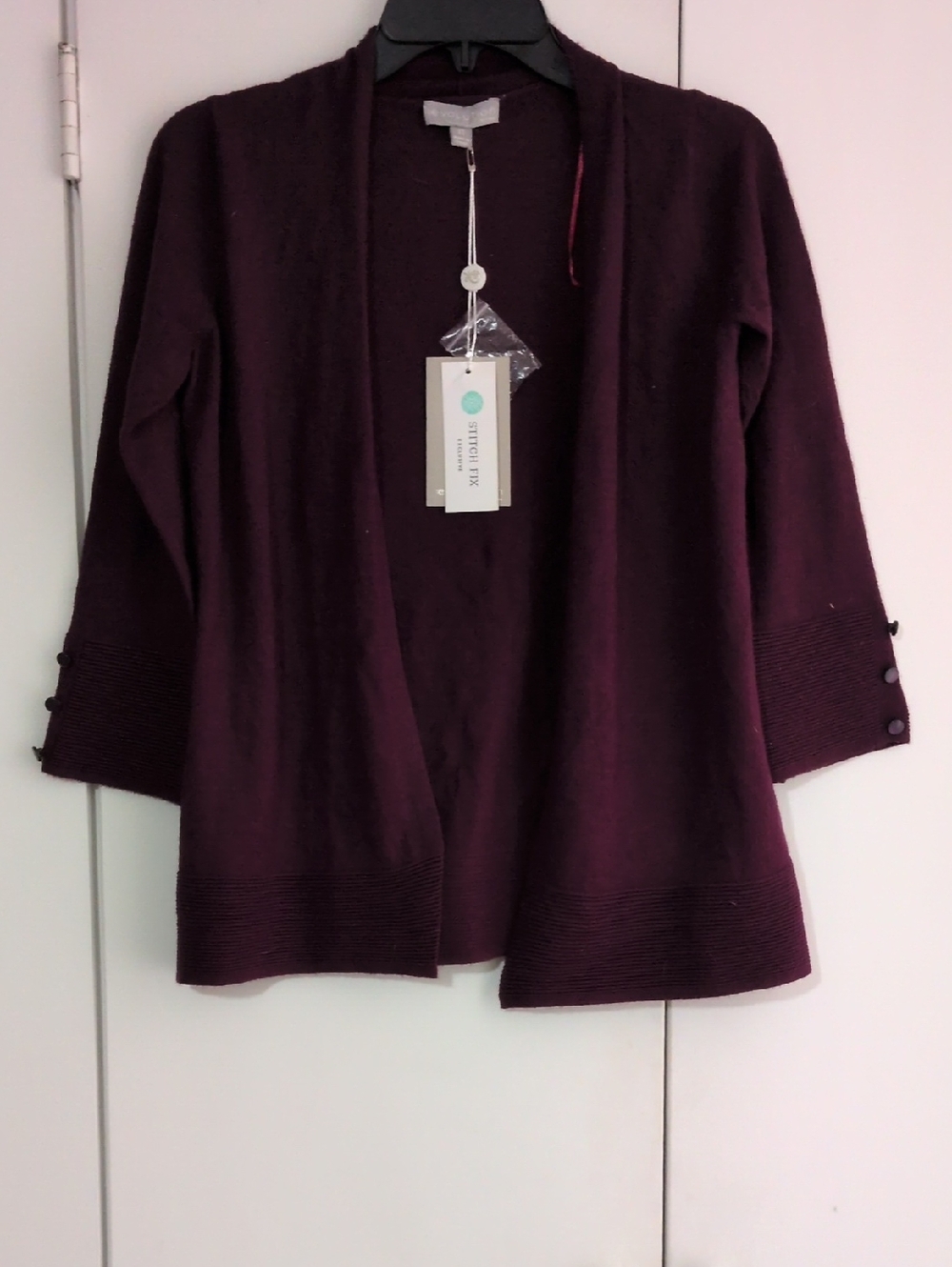 Open-Front Knit Cardigan in Plum by Stitch Fix